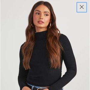 VICI Grainge Mock Neck Knit Top in black